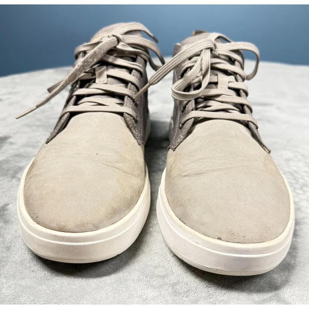 Timberland Mens 10 Chukka Sneakers Tan Nubuck Leather Canvas Lace Up Casual